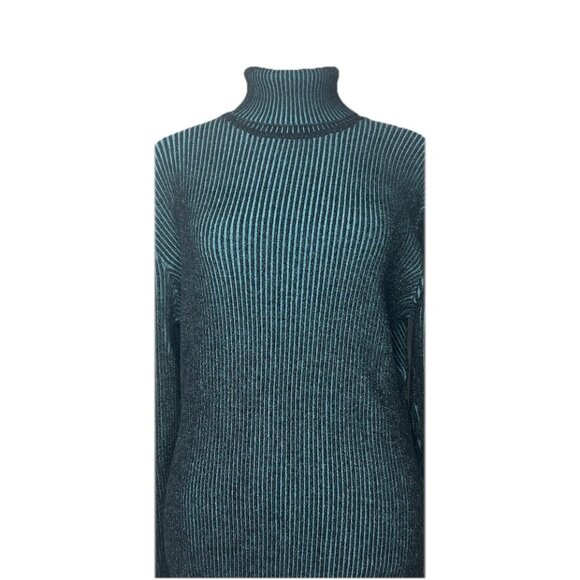 SANDRO Knit Turtleneck Sweater Sz XL Stretchy Accentuates Curves Viscose Nylon - Picture 2 of 11